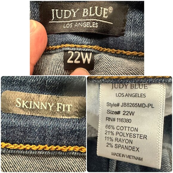 Judy Blue Skinny Fit Jeans Women 22W Blue High Rise Animal Print Patches Stretch - Picture 4 of 11